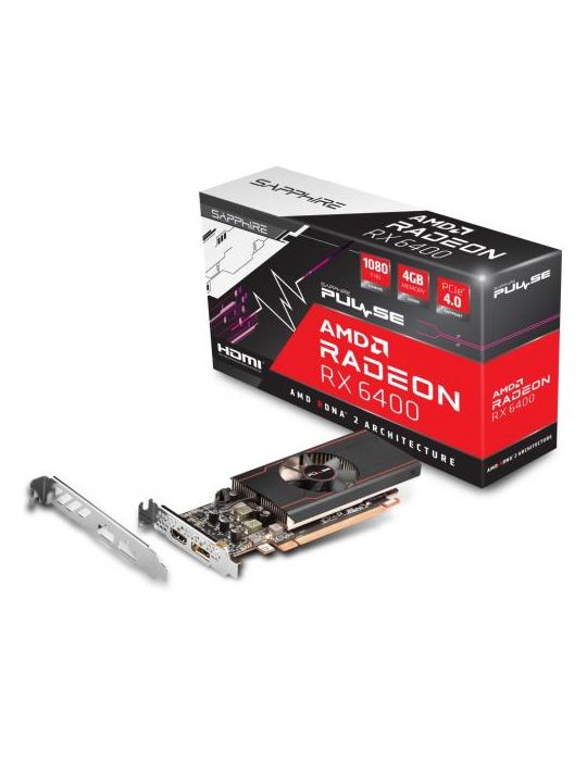 Placa video Sapphire AMD Radeon RX 6400 Pulse 4GB, GDDR6, 64bit, Low Profile Sapphire - 1
