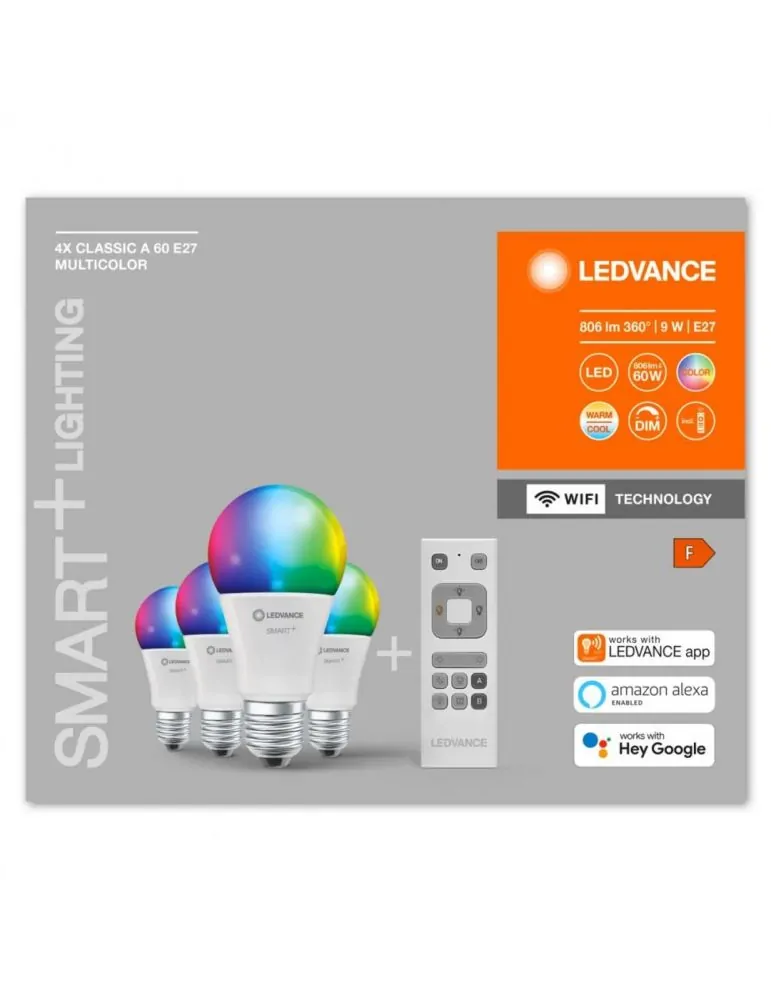 Pachet 4 becuri led rgb inteligente ledvance smart+ wifi classic