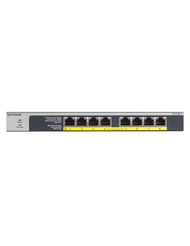 NETGEAR GS108LP Fara management Gigabit Ethernet (10/100/1000) Power over Ethernet (PoE) Suport 1U Negru, Gri Netgear - 1 - Tik.ro