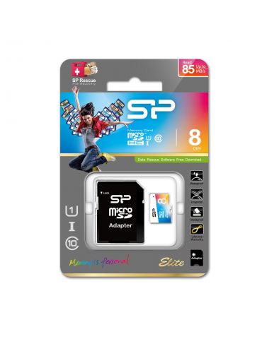 Silicon Power Elite 8 Giga Bites MicroSDHC UHS-I Clasa 10