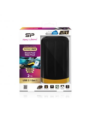 Silicon Power Armor A65 hard-disk-uri externe 2000 Giga Bites Negru