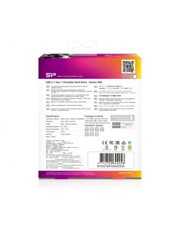 Silicon Power Armor A65 hard-disk-uri externe 2000 Giga Bites Negru