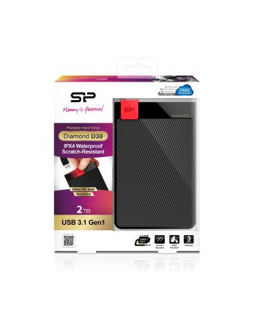 Silicon Power Diamond D30 hard-disk-uri externe 2000 Giga Bites Negru