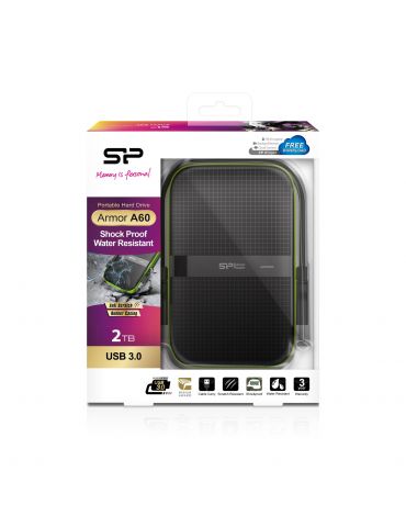 Silicon Power Armor A60 hard-disk-uri externe 2000 Giga Bites Negru