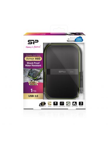 Silicon Power Armor A60 hard-disk-uri externe 1000 Giga Bites Negru