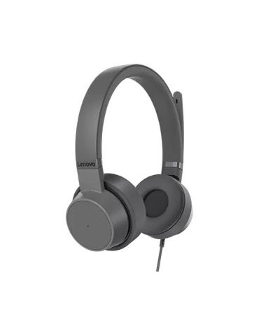 Lenovo GXD1C99243 cască audio & cască cu microfon Căști Prin cablu Bandă de fixare pe cap Apeluri Muzică USB tip-C Gri