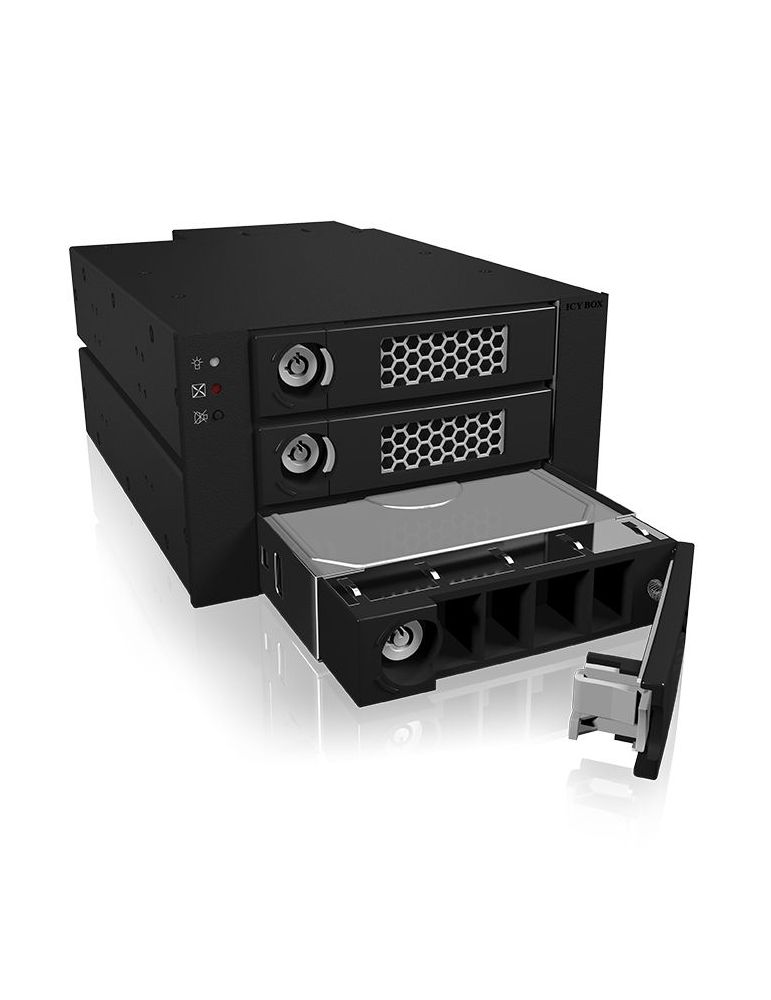 ICY BOX IB-553SSK 2x 5,25" Tavă disc memorie Negru