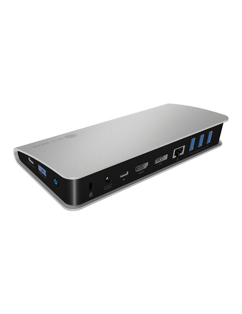 ICY BOX IB-DK2408-C Prin cablu USB 3.2 Gen 1 (3.1 Gen 1) Type-C Negru, Argint