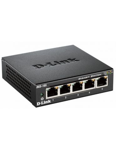 D-Link DGS-105 Fara management L2 Gigabit Ethernet (10 100 1000) Negru - Tik.ro