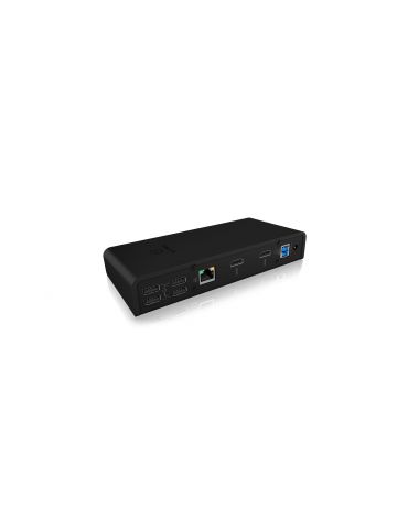 ICY BOX IB-DK2251AC Prin cablu USB 3.2 Gen 2 (3.1 Gen 2) Type-A Negru