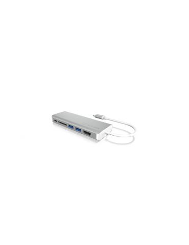 ICY BOX IB-DK4034-CPD Prin cablu USB 3.2 Gen 1 (3.1 Gen 1) Type-C Argint, Alb