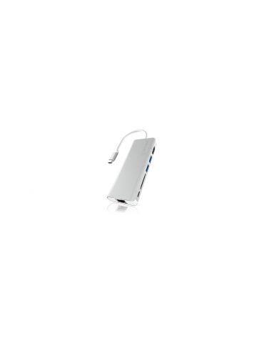 ICY BOX IB-DK4034-CPD Prin cablu USB 3.2 Gen 1 (3.1 Gen 1) Type-C Argint, Alb