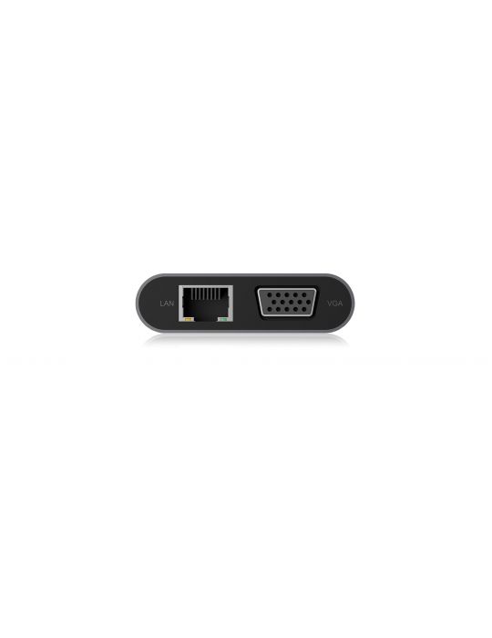 ICY BOX IB-DK4040-CPD Prin cablu USB 3.2 Gen 1 (3.1 Gen 1) Type-C Antracit, Negru