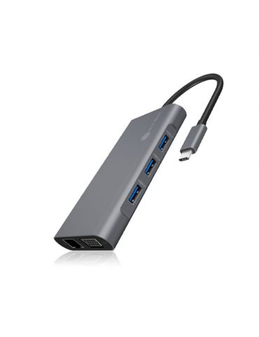ICY BOX IB-DK4040-CPD Prin cablu USB 3.2 Gen 1 (3.1 Gen 1) Type-C Antracit, Negru