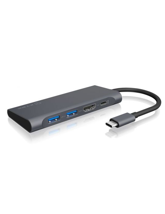 ICY BOX IB-DK4022-CPD Prin cablu USB 3.2 Gen 1 (3.1 Gen 1) Type-C Antracit, Negru