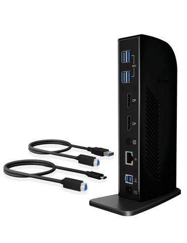 ICY BOX IB-DK2242AC Prin cablu USB 3.2 Gen 1 (3.1 Gen 1) Type-A Negru