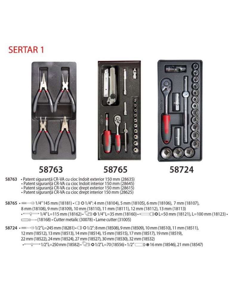 Dulap scule echipat 688x458x735mm / 5 sertare - 19