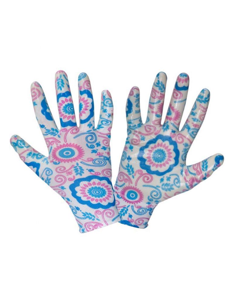 Manusa nitril cu model floral albastru - 8