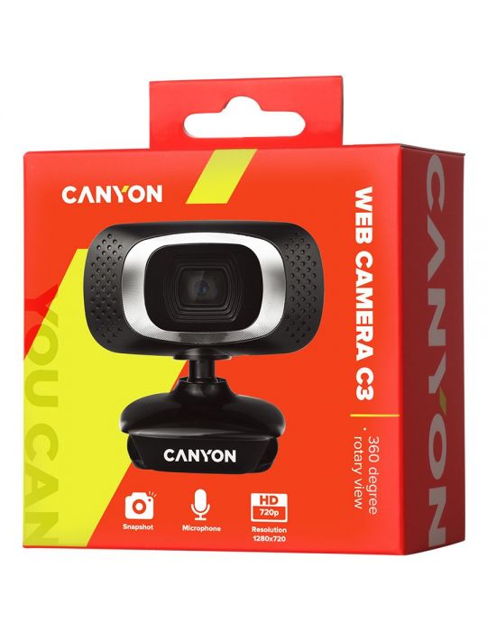 Canyon c3 720p hd webcam with usb2.0. connector 360° rotary Canyon - 1