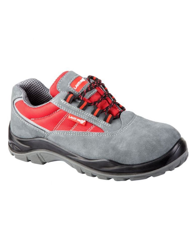 Pantof piele-intoarsa-tesut / gri-rosu (s1psrc) -
