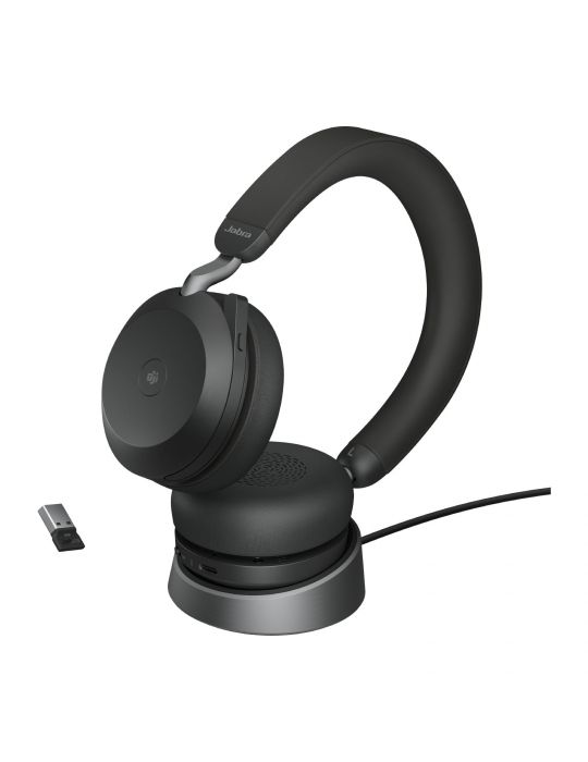 Jabra Evolve2 75 Căști Fără fir Bandă de fixare pe cap Birou Call center Bluetooth Stand de încărcare Negru