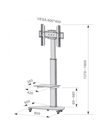 Techly ICA-TR3SL sistem montare consolă media 177,8 cm (70") Argint