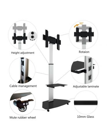 Techly ICA-TR3SL sistem montare consolă media 177,8 cm (70") Argint