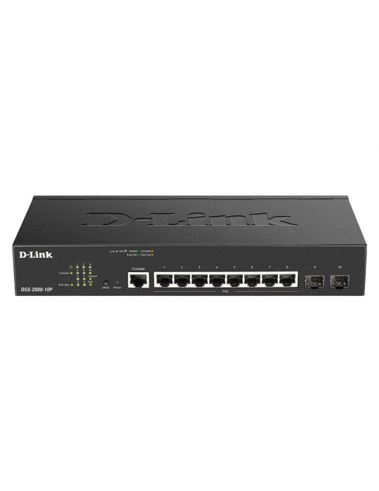D-Link DGS-2000-10P switch-uri Gestionate L2 L3 Gigabit Ethernet (10 100 1000) Power over Ethernet (PoE) Suport 1U Negru