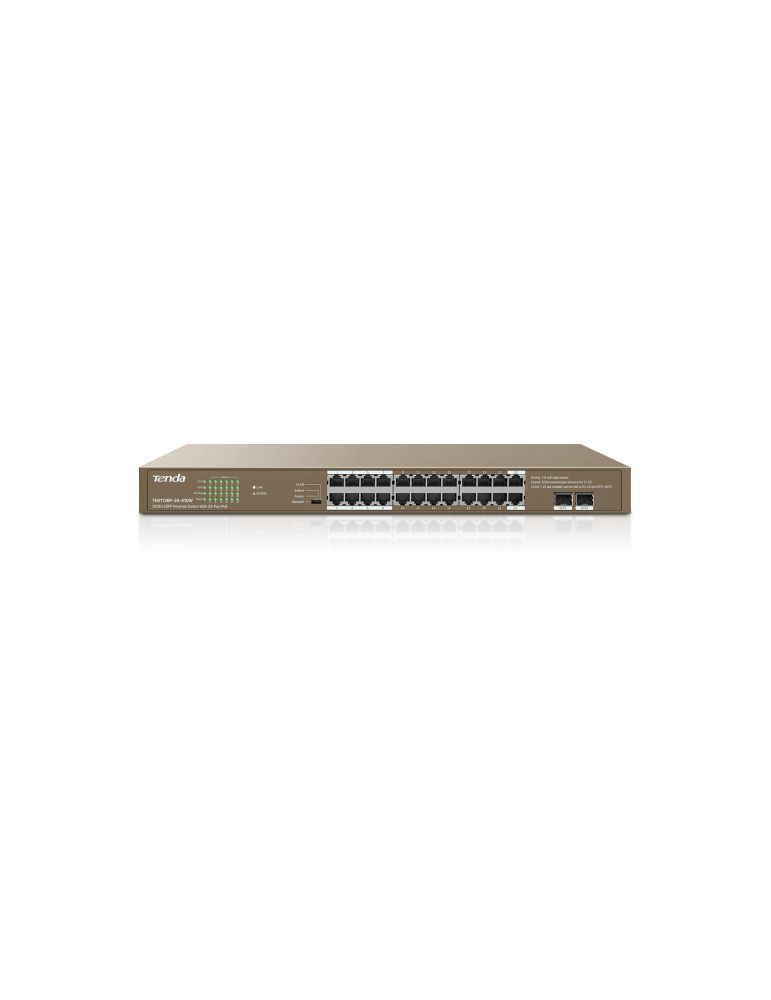 Switch Tenda TEG1126P-24-410W, 24x Rj45, 2x SFP, 10/100/1000 Mbps, PoE