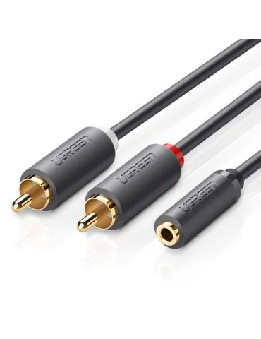 Ugreen 10561 cablu audio 0,2 m 3.5mm 2 x RCA Negru - Tik.ro
