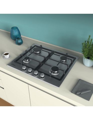 Candy Timeless CHG6BRX Din oţel inoxidabil Încorporat 60 cm Gaz 4 zonă(e)