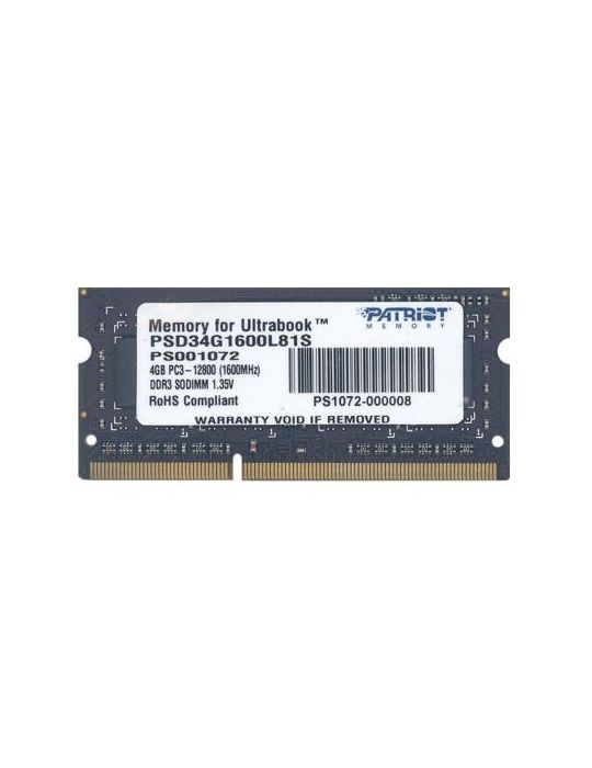 Memorie RAM  Patriot 4GB  DDR3  1600MHz Patriot memory - 1