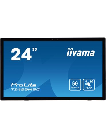 iiyama T2455MSC-B1 Afișaj Semne Panou informare digital de perete 61 cm (24") LED 400 cd m² Full HD Negru Ecran tactil