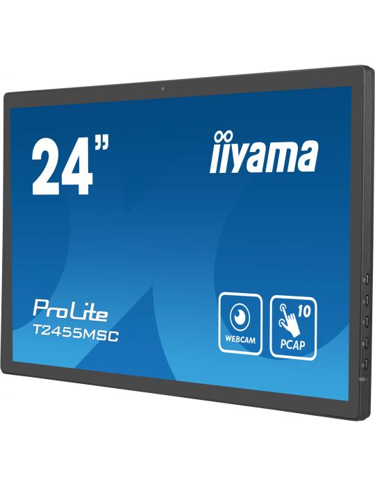 iiyama T2455MSC-B1 Afișaj Semne Panou informare digital de perete 61 cm (24") LED 400 cd m² Full HD Negru Ecran tactil
