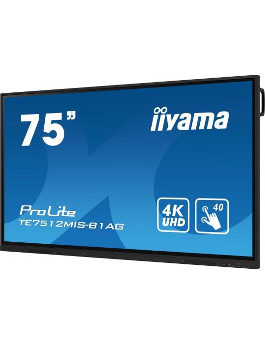 iiyama PROLITE Panou informare digital de perete 190,5 cm (75") Wi-Fi 400 cd m² 4K Ultra HD Negru Ecran tactil Procesor