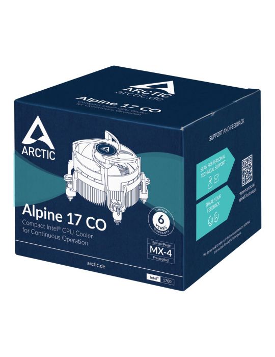 ARCTIC Alpine 17 CO Procesor Răcitor de aer 9,2 cm Negru, Argint 1 buc.