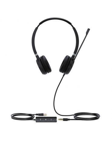 Yealink UH36 Dual Căști Prin cablu Bandă de fixare pe cap Birou Call center USB Tip-A Negru, Argint