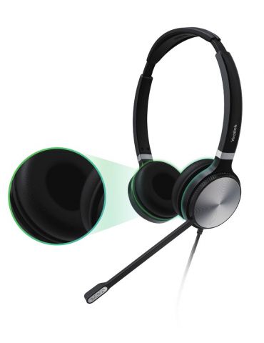 Yealink UH36 Dual Căști Prin cablu Bandă de fixare pe cap Birou Call center USB Tip-A Negru, Argint