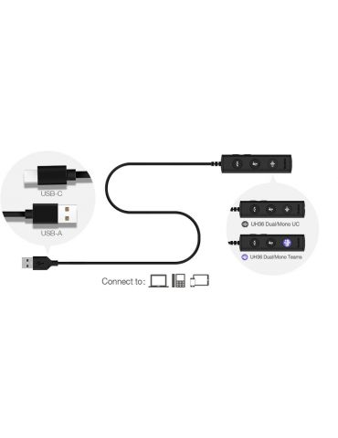 Yealink UH36 Mono Teams Căști Prin cablu Bandă de fixare pe cap Birou Call center USB Tip-A Negru, Argint