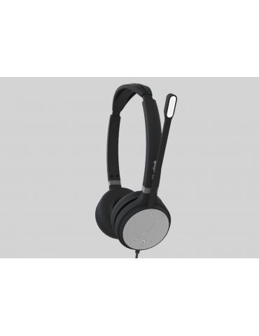 Yealink UH36 Dual Căști Prin cablu Bandă de fixare pe cap Birou Call center USB Tip-A Negru, Argint