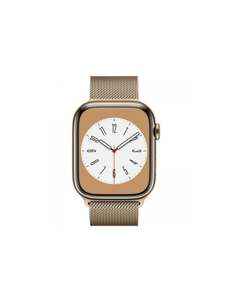 Smartwatch Apple Watch Series 8 Stainless Steel, 45mm, 4G, curea metal, Gold-Gold Milanese