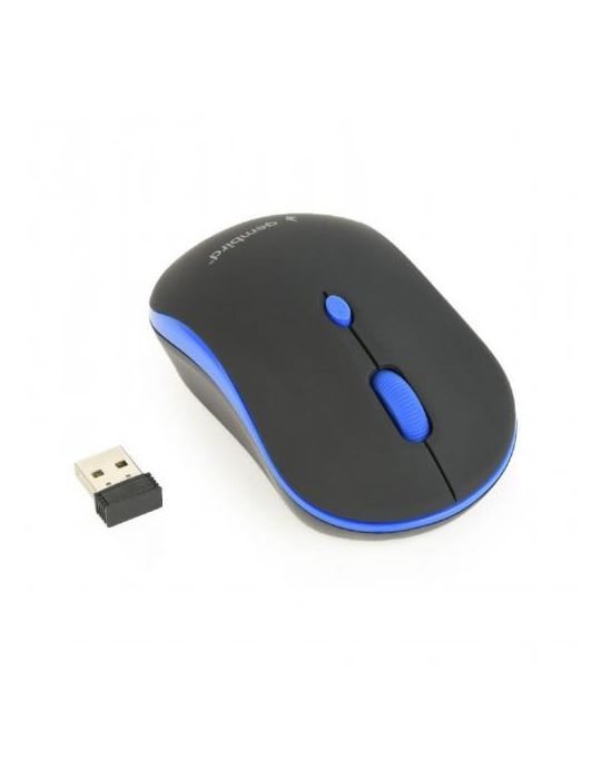 Mouse Optic MUSW-4B-03-B, USB Wireless, Black-Blue Gembird - 1