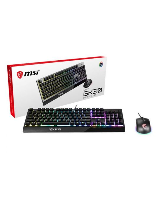 Kit MSI VIGOR GK30 Combo Tastatura Mecanica RGB LED, USB, Black + Mouse Optic Clutch GM11 RGB LED, USB, Black Msi - 1