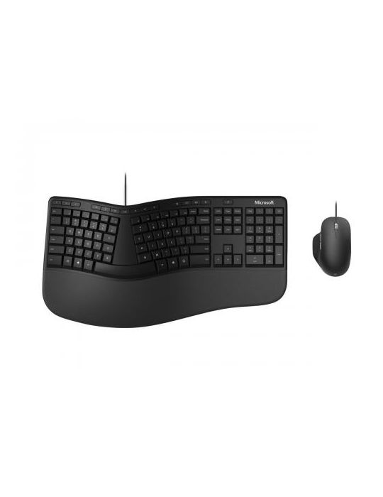 Kit Tastatura Microsoft Ergonomic, USB, Black + Mouse Microsoft Ergonomic, USB, Black Microsoft - 1