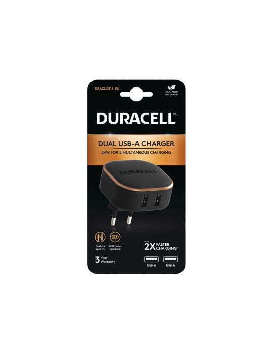 Duracell DRACUSB16-EU încărcătoare pentru dispozitive mobile Negru