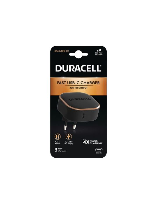 Duracell DRACUSB18-EU încărcătoare pentru dispozitive mobile Negru