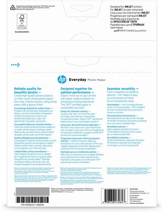 HP Hârtie foto lucioasă Everyday - 100 coli A4 210 x 297 mm