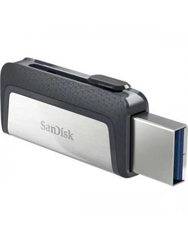 Stick Memorie Sandisk Ultra Dual Drive, USB 3.0 + USB-C, 256GB, Black/Silver Sandisk - 1 - Tik.ro