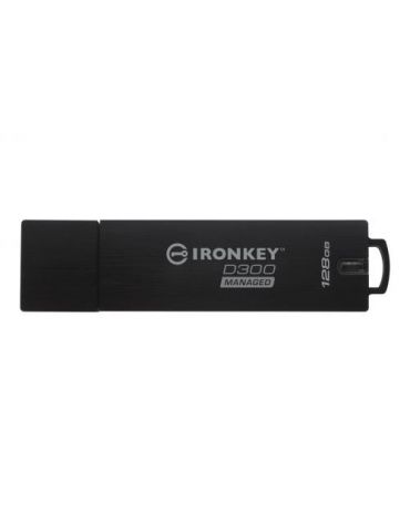 Stick memorie Kingston IronKey D300 Managed, 128GB, USB 3.0, Black Kingston - 1 - Tik.ro