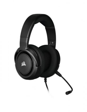 Casti corsair hs45 surround cu fir gaming utilizare multimedia smartphone microfon pe brat detasabil conectare prin jack 3.5 mm 